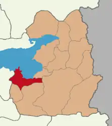 Map showing Gevaş District in Van Province