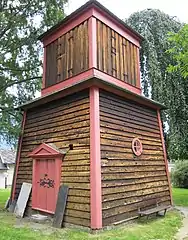 Free-standing bell tower near the church