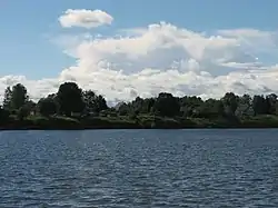 View of the village of Khlepen over the Vazuza River in Sychyovsky District