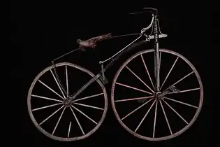 The Michaux velocipede had a straight downtube and a spoon brake.