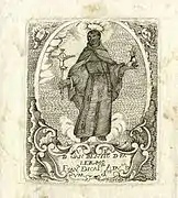 18th century intaglio print of Saint Benedict