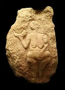 Venus of Laussel c. 25,000 BCE, an Upper Palaeolithic carving, Bordeaux museum, France