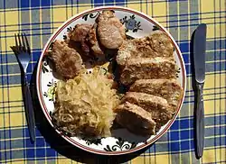 Image 36Vepřo-knedlo-zelo (Roast pork with dumplings and sauerkraut) (from Czech cuisine)