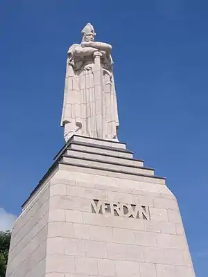 Charlemagne on top of the Monument to the victory at Verdun, by Jean Boucher, 1929