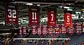 Banners of retired numbers and team accomplishments for the Capitals