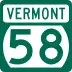 Vermont Route 58 marker