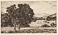 Vermont Pastoral, etching, Lucioni, 1939, Dallas Museum of Art