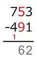 9 + ... = 15Now we can find the difference as before.