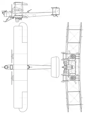 Three-view of Vickers Vimy.