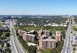 Aerial view of Victoria Village from Eglinton