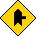 Joining a side road at right angles to the right