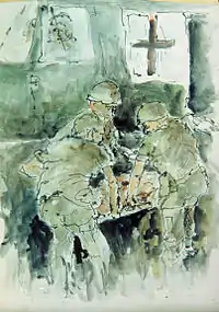 WAITING TO LIFT OFF, Ink/Watercolor Wash, by James Pollock, CAT IV, 1967