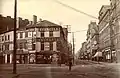 The intersection of Weybosset and Westminster Streets in 1892, prior to the construction of the building