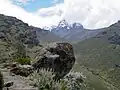 Looking towards the peaks up the Mackinder Valley on the Sirimon Route.