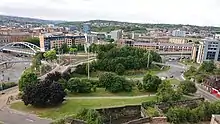 Aerial view of Park Square, where the Sheffield Parkway meets the Sheffield Inner Ring Road