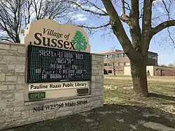 Sign in front of Sussex civic center