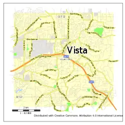 Vista city street map, California