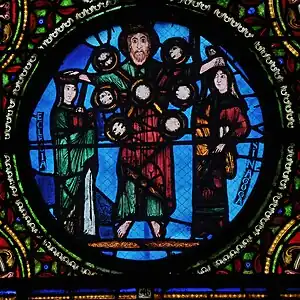 Christ between figures representing church and the synagogue, Basilica of Saint-Denis (12th century)