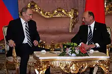 Vladimir Putin and Romanian President Traian Băsescu