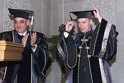 K.M. Abdullayev at the Ceremony of Presenting Vladimir Putin the title of Honorary Doctor of Baku Slavic University.