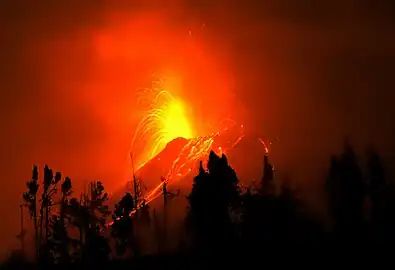 Tungurahua at night2011