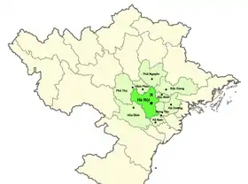 Map of Hanoi Capital Region consists of 9 provinces and Hanoi City.