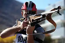 Army World Class Athlete Program Olympic biathlete Jeremy Teela practicing.