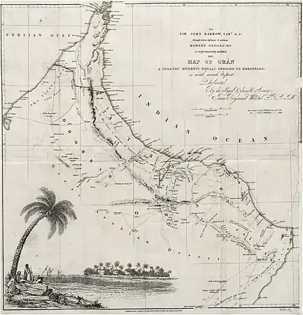 Image 241838 Map of  Oman, showing the peninsula that would become, in 1971, the United Arab Emirates (from History of the United Arab Emirates)