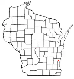 Location of Town of Saukville in Ozaukee County, Wisconsin.