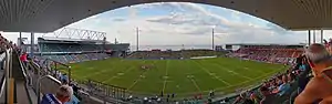 A panorama of WIN Stadium, taken from the top tier of the western grandstand