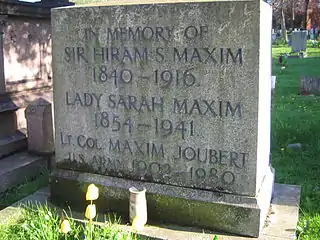 Stone of Sir Hiram Maxim