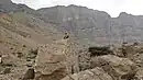 Border cliff view of the Wadi Arus's source