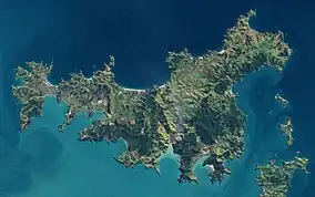 Satellite photograph of Waiheke Island