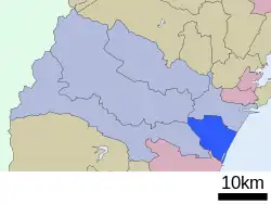 Location of Wakabayashi-ku in Sendai