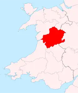 Montgomeryshire shown within Wales