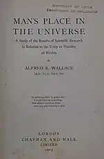 Title page to Man’s Place in the Universe (1903)