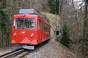 BDeh 1/2 rack railway operating as S26 service between Rheineck and Walzenhausen