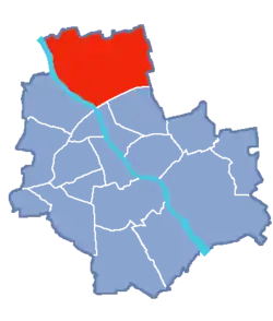 Location of Białołęka within Warsaw