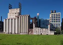 Image 17The Washburn "A" Mill Complex, which now contains a milling museum on the Mississippi River (from History of Minnesota)