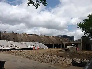 Detail view of the roof during the construction in 2015