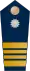 Blue epaulette with a silver button and big, small, small, big golden stripe