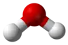 Ball-and-stick model of a water molecule