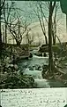 An early-20th-century postcard of Laundry Brook below Bullough's Pond dam