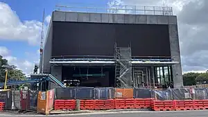 Picture of Waterloo station under construction from street level.