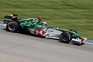 Mark Webber driving the Jaguar R4 at the 2004 United States Grand Prix.