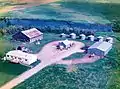 Birds-eye view of Weigandt Farm, with barn at upper-left