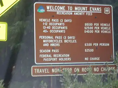 Entrance sign explaining fees