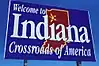 Indiana's motto, Crossroads of America, on a state welcome sign.