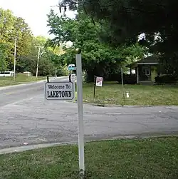 Northeast corner of Laketown, from corner of Devonshire and West Lake Shore Drive.