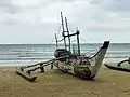 Outrigger fishing boat